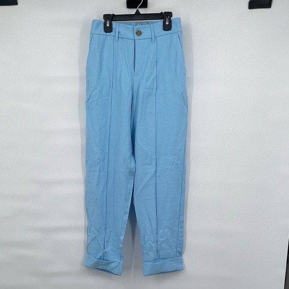 A new day trouser seamed cuffed cotton powdered blue pants - Picture 1 of 10